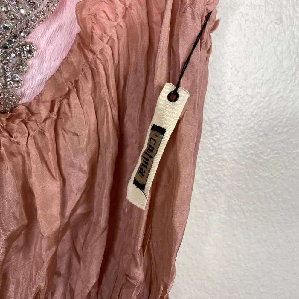 NWT Calma Women's Top Pink Size M Silk Rhinestones Fairy Unique Old Money - Picture 4 of 13